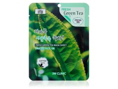 Тканинна маска для обличчя з екстрактом зеленого чаю"3W Clinic Fresh Green Tea Mask"(370013)