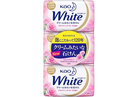 Увлажняющее крем-мыло White для тела (с ароматом розы), KAO 3 шт по 130 г