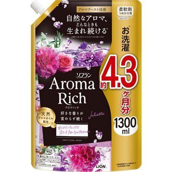 Кондиіонер для білизни з солодким квітковим ароматом, Aroma Rich Juliette, Lion, 1300 мл (374152) 374152 - постачальник японських та корейських товарів для дому, здоров'я і краси Pikami
