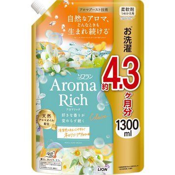 Кондиіонер для білизни з свіжим квітковим ароматом неролі, Aroma Rich Claire, Lion, 1300мл (374275) 374275 - постачальник японських та корейських товарів для дому, здоров'я і краси Pikami