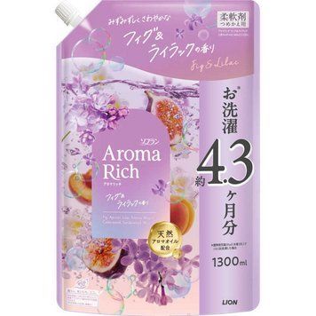 Кондиіонер для білизни з ароматом інжиру та бузку, Aroma Rich Fresh & Refreshing, Lion, 1300 мл (375203) 375203 - постачальник японських та корейських товарів для дому, здоров'я і краси Pikami