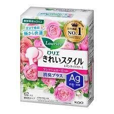 Щоденні гігієнічні прокладки Laurier Kirei Style Fresh Rose Fragrance Deodorant Plus,квітковий аромат, по 62