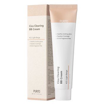 BB крем з екстрактом центелли PURITO Cica Clearing BB Сream 21 Light Beige,30 мл (100705) 100705 - постачальник японських та корейських товарів для дому, здоров'я і краси Pikami